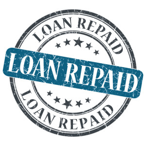 28857155 - loan repaid blue round grungy stamp isolated on white background